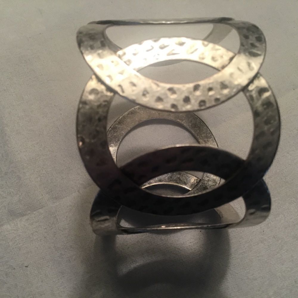 $8 ea or 3/$15. Silvertone Hammered Finish Cuff